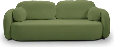 Produktbild von Sofa AMICO mit Schlaffunktion, Schlafsofa, Wohnzimmersofa, Couch, Soffa, Bettsofa, Bucle-Stoff – Grün SICURO 20