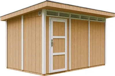 Image de Abri de jardin qualité Premium 8,7m² avec plancher et carreaux de bitume - Abri à outils L412xL279xH239 cm - Abri de jardin TIMBELA M904 - HARVEST HONEY