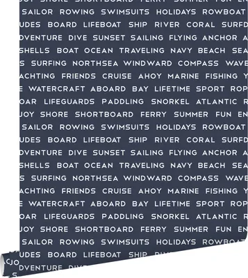Immagine prodotto di ESTAhome carta da parati testi marittimi di spiaggia blu scuro 53 cm x 10.05 m