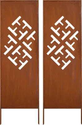 Produktbild von Sichtschutz Metall 2x - 160 cm x 50 cm - Edelrost - Rostoptik Sichtschutz für Garten - Sichtschutzelement - Sichtschutzwand - Gartendekoration Zaun