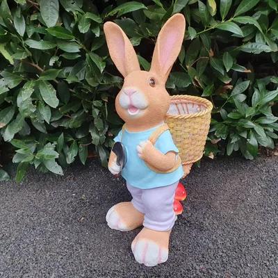 Produktbild von Gartenfigur Hasen Figur mit Korb zum bepflanzen 53 cm