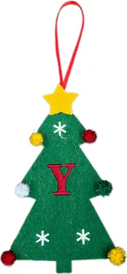 Produktbild von Weihnachtsbaum-Anhänger-Ornament mit Schlüsselband, 26 Buchstaben-Design, Filzstoff, Weihnachtsdekoration zum Aufhängen am Weihnachtsbaum