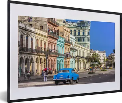 Produktbild von MuchoWow® MuchoWow® Gerahmtes Poster Farbenfrohe spanische Architektur bei Kuba in Nordamerika 60x40 cm - Poster mit zchwarzem Bilderrahmen - Schlafzimmer - Plakat in Rahmen - Drucken