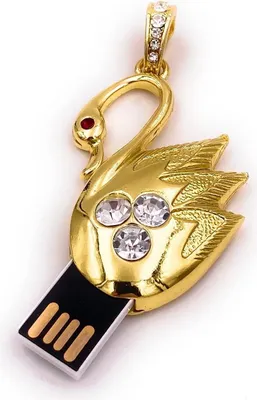 Zdjęcie produktu dla Onwomania Swan Bird Lake Złota pamięć flash USB w aluminiowym pudełku upominkowym 16 GB USB 2.0