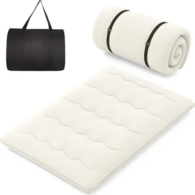 Produktbild von COSTWAY Matratze mit waschbarem Bezug und Tragetasche, Tatami-Matte faltbar, Bodenmatratze 140x200cm Beige