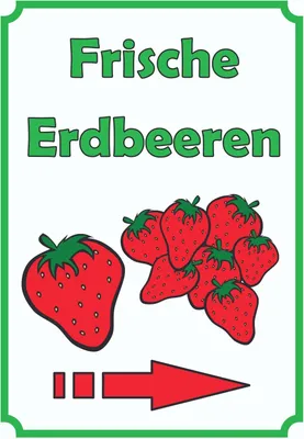 Produktbild von Verkaufsschild Schild ErdbeerenHochkant mit Pfeil rechts A2 Rückseite selbstklebend