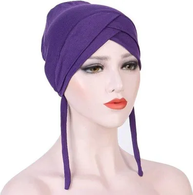 Produktbild von Famanu Kopftuch Damen Baumwolle Bandana - elastischer Hijab Turban Schal schwarz