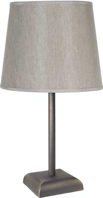 Produktbild von Tischlampe Echt-Messing Stoff D: 20 cm 35 cm in Bronze matt Beige E27 rund Klassisch Nachttischlampe