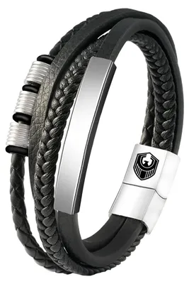 Produktbild von Lederarmband für Herren mit Edelstahlverschluss, 19,5 cm