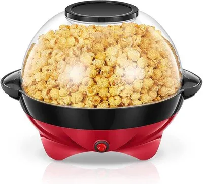 Productafbeelding van Popcornmachine voor thuisgebruik - 55 liter capaciteit - Rode snackmachine - Gelijkmatige en snelle opwarming - Voor heerlijke snacks