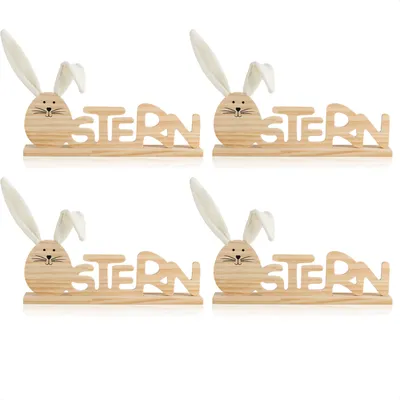 Produktbild von com-four® 4x Deko Aufsteller für Ostern - Schriftzug mit niedlichen Hasenkopf