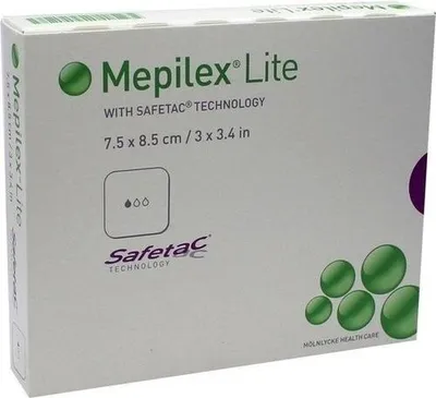 Zdjęcie produktu dla Mepilex Lite opatrunek piankowy 7,5x8,5 cm sterylny 5 szt