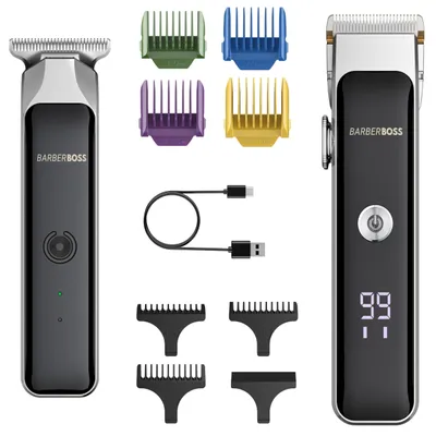 Productafbeelding van BarberBoss baardtrimmer voor mannen, dubbele baardtrimmer, oplaadbaar