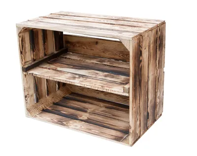 Produktbild von 4er Set geflammte/braune Holzkiste mit Zwischenboden 50cm x 40cm x 30cm Regal Obstkiste Weinkiste Holzregal Wandregal Box