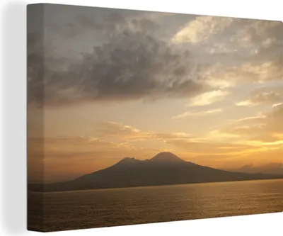 Obrázek produktu pro OneMillionCanvasses® - Obraz na plátně - 140x90 cm, Vesuv při západu slunce u Pompejí, nástěnné umění tisk nástěnné dekorace - fotografie na plátně - malba na plátně