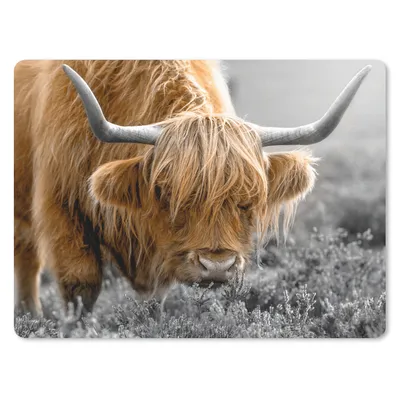 Produktbild von MuchoWow® Mauspad Mousepad Schottischer Highlander - Blumen - Kuh 40x30 cm - Mousepads - Maus Mat - Pad - Mausunterlage - Anti Rutsch
