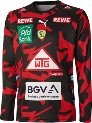 Produktbild von Puma RNL Rhein Neckar Löwen Away GK langarm Torhüter Auswärtstrikot Trikot Jersey LS 22/23 HBL rot/schwarz 771703-05, Größe:M