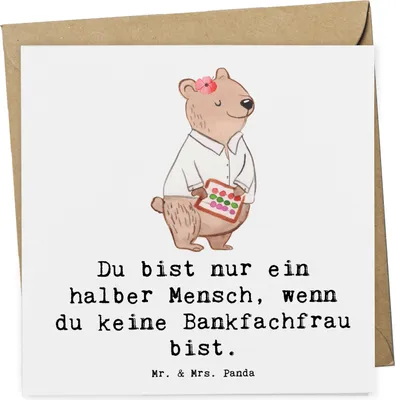 Produktbild von Mr. & Mrs. Panda Grußkarte Bankfachfrau Herz - Weiß - Geschenk, Lustig, Klappkarte, Witzig, Bankangestellte, Spruch, anlasskarte, Glückwunschkarte, Ausbildung, Beruf