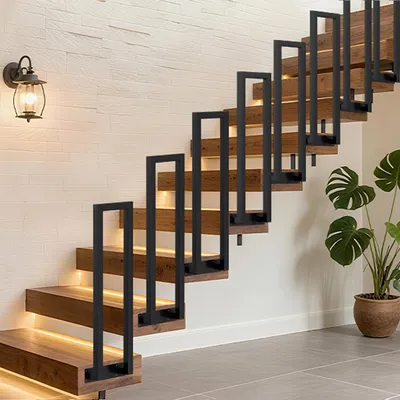 Produktbild von Vigevee 75cm U-Form Treppengeländer Schwarz Vierkantrohr Handlauf Seitliche Montage