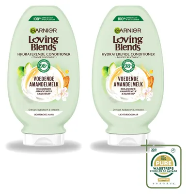Imagen del producto de 2 unidades de acondicionador nutritivo de leche de almendras Garnier Loving Blends, 250 ml, pack ahorro