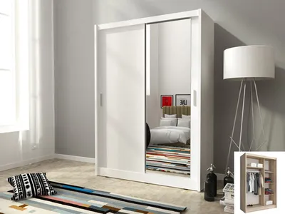 Immagine prodotto di Armadio ad ante scorrevoli Armadio camera da letto 130 cm bianco - 1 specchio