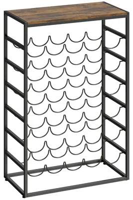 Immagine prodotto di Scaffale per bottiglie da 30 – Scaffale metallico per bottiglie | Colore: Marrone rustico | Dimensioni: 59x30x88,5 cm