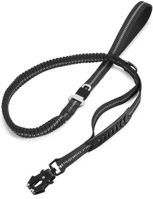 Obrázok produktu pre Taktické vodítko pre psov, reflexné, tlmiace nárazy, 1,2–1,8 m, čierne