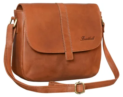 Produktbild von Benthill Damen Tasche aus Echt-Leder - Handtasche aus Rindsleder - Schultertasche mit Reißverschluss - Vintage Umhängetasche