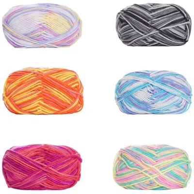 Garnset 6 x 50 g Acryl, buntes Farbverlaufsgarn zum Häkeln und Stricken