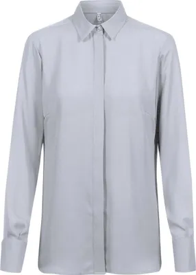 Produktbild von Greiff CHIFFON Damen Chiffon-Bluse Langarm Kent Regular Silbergrau 48