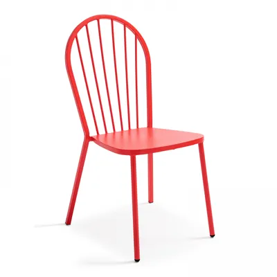 Immagine prodotto di Poltrona da giardino in metallo rosso per bistrot - Oviala Honfleur