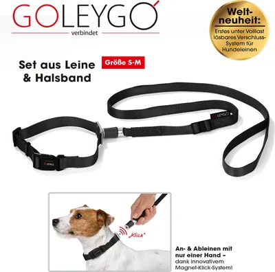 Produktbild von GOLEYGO Hundeleine & Halsband mit Magnet-Klick-System Schwarz S-M