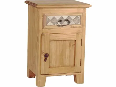Produktbild von MiaMöbel Nachttisch Mexico Möbel 45x65x35 cm Landhausstil Massivholz Pinie Honig