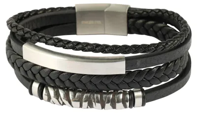 Produktbild von Akzent Herren Armband Nolik Echtleder schwarz