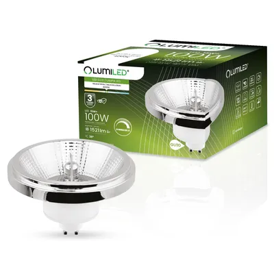 Produktbild von LUMILED LED-Leuchtmittel ES111 GU10 Fassung dimmbar 230V 15W (Entspricht Halogen 100 Watt) Neutralweiß 4000K 24 Grad Abstrahlwinkel Silber 1521 Lumen Ra>80 Aluminium dimmbare Downlight AR111