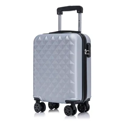 Produktbild von Koffer Trolley Reisekoffer Suitcase, Rollkoffer Handgepäck ,mit 4 Rollen360°, Hartschalenreisekoffer, Zahlenschloss, Weicher Gummigriff (S,Silber)