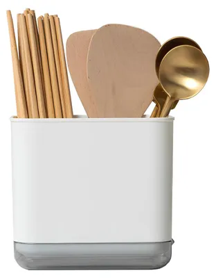 Kunststoff-Besteckhalter, 2 Fächer, Abtropforganizer, weiß
