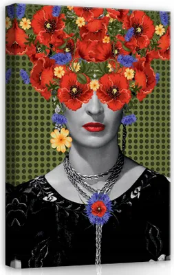 Produktbild von Bilder Frida Kahlo Blumen 100x75 cm XXL Modern Canvas Leinwand Bilder Leinwandbild Leinwandbilder Wohnzimmer Schlafzimmer Wandbilder Kunstdruck Wand Bild auf Leinwand Aufhängefertig