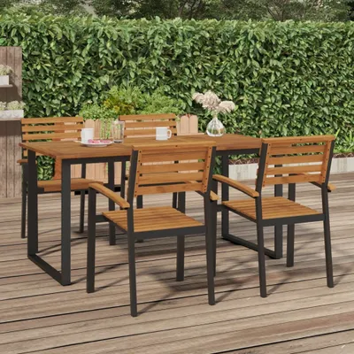 Image de Table de jardin The Living Store avec pieds en forme de U 160x80x75 cm Bois massif d'acacia