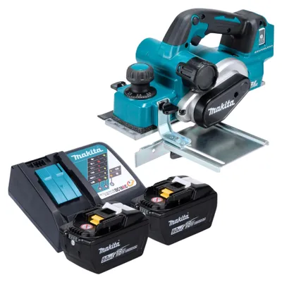 Immagine prodotto di Pialla a batteria Makita DKP 181 Z 18 V 82 mm Brushless + 2 batterie da 9,0 Ah + caricabatterie