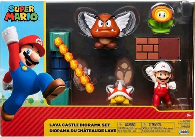 The image shows a Super Mario Lava Castle Diorama Set in its retail packaging.
