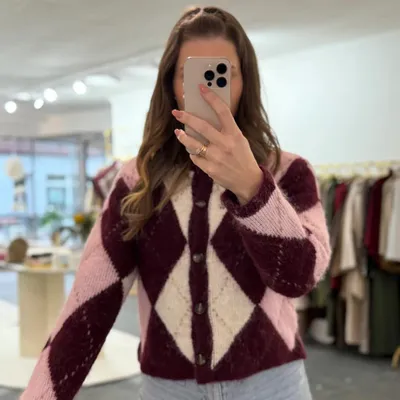 Produktbild von Cardigan mit Knöpfen Jacke "Rose" Mehrfarbig Onesize (XS-XL), für Frauen Langarm Cardigan mit Knöpfen, Cardigan Langarm Strickjacke, Sweatjacke Frau