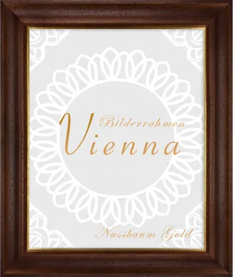 Produktbild von Bilderrahmen Vienna - 38x98 cm, Nussbraun Gold Nachbildung, 1 mm Kunstglas entspiegelt