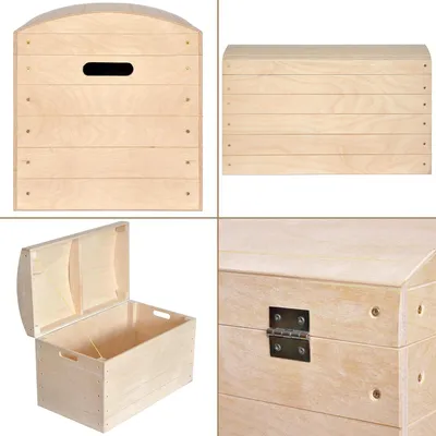 Immagine prodotto di Creative Deco Baule in Legno, Casetta con Coperchio | 56.5x33x36.5cm | Esterno e Interno | Scatola Legno Non Grezzo e Non Verniciato | Porta Giochi