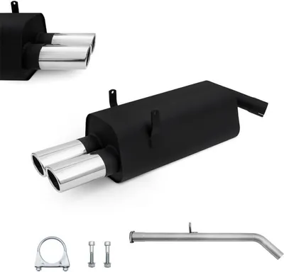 Produktbild von JOM Stahl Edelstahl Sport Auspuff BMW E36 4 Zylinder Endschalldämpfer 2x oval