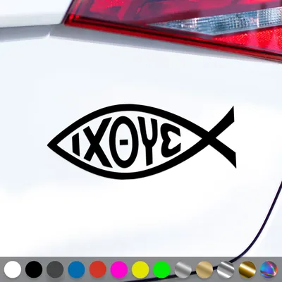 Produktbild von PantherPixel Jesus Fisch Aufkleber Ichthys Christus Christentum Sticker Auto Geschenkidee Farbe Schwarz