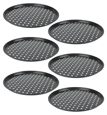 6er Set Pizza-Backblech 32 cm, antihaft, perforiert, Kohlenstoffstahl