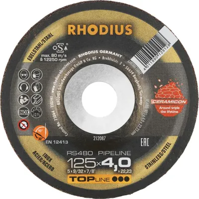 Produktbild von RHODIUS Schleifscheibe RS480 PIPELINE 125 x 4,0 x 22,23 TOPline 212087
