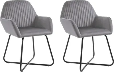 Produktbild von The Living Store Esszimmerstühle 2 Stk. Grau Samt