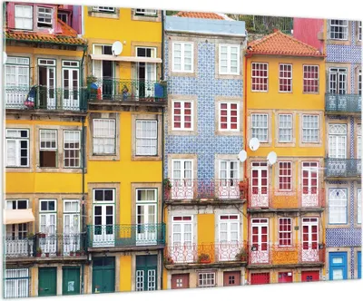 Produktbild von Bilder auf glas - Einteilig - Casas Ribeira Porto - 100x70cm - Glasbilder - Wandbilder - Bilder - zum Aufhängen bereit - Wanddekoration aus Glas - Glas Bilder - Wandbild auf Glas - GAA100x70-4249